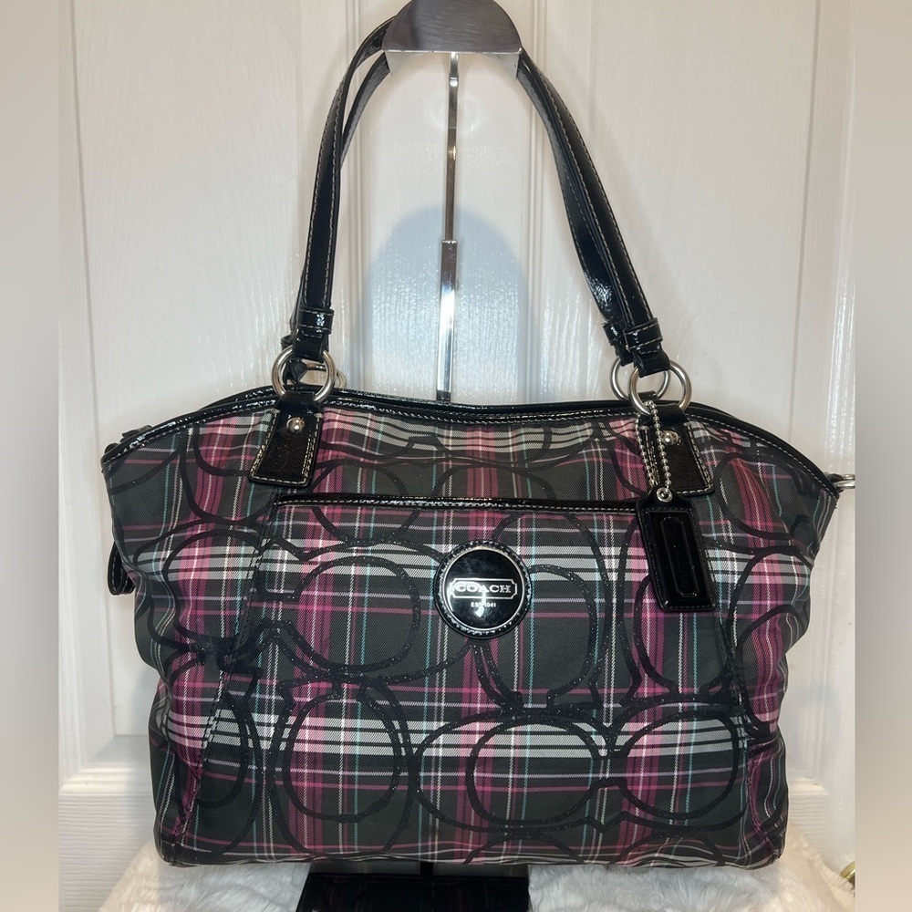 COACH PLAID TARTAN FUSHIA BAG